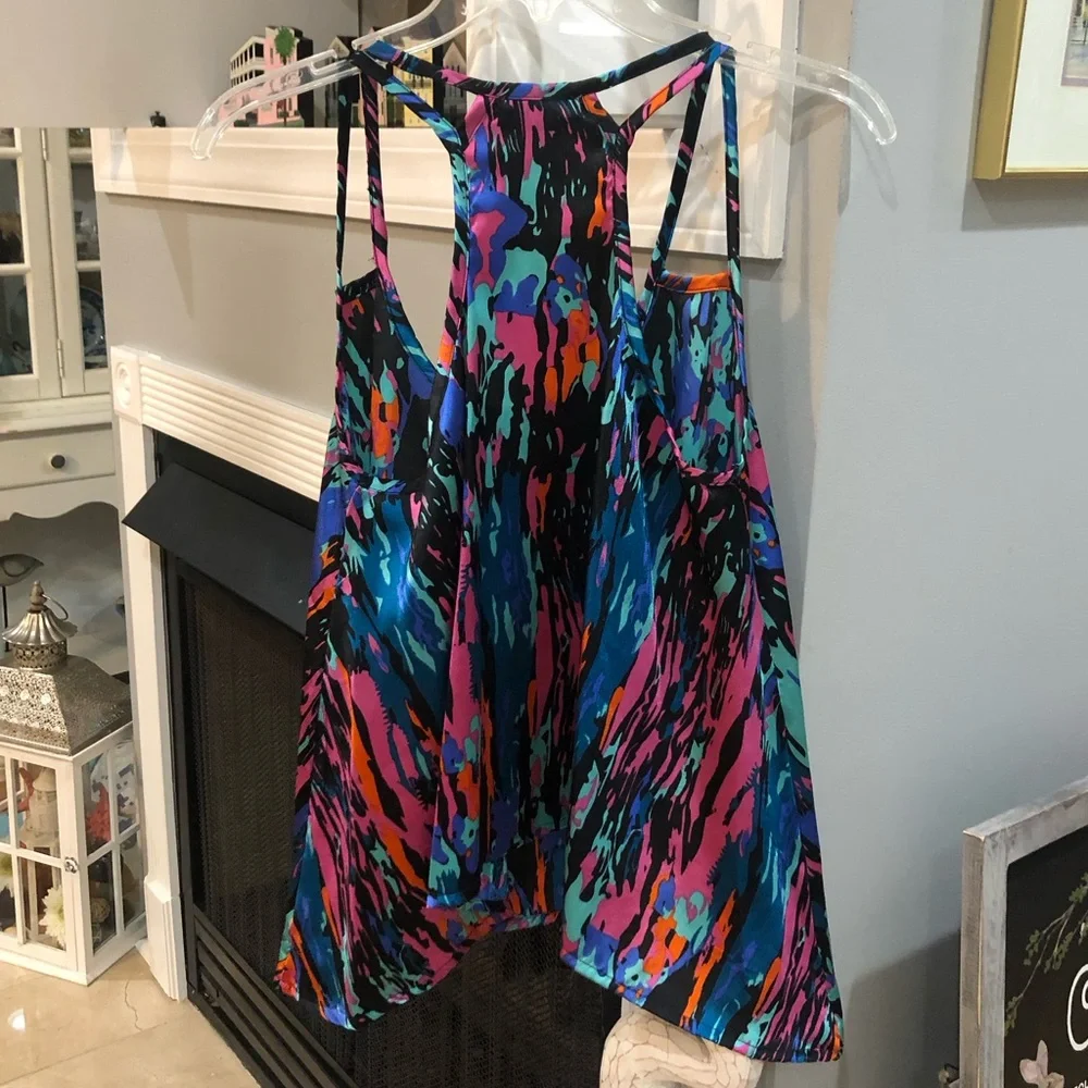 NEW Vintage Y2K Ultra Flirt Colorful Asymmetrical Sleeveless Tank Blouse Top - Picture 4 of 4